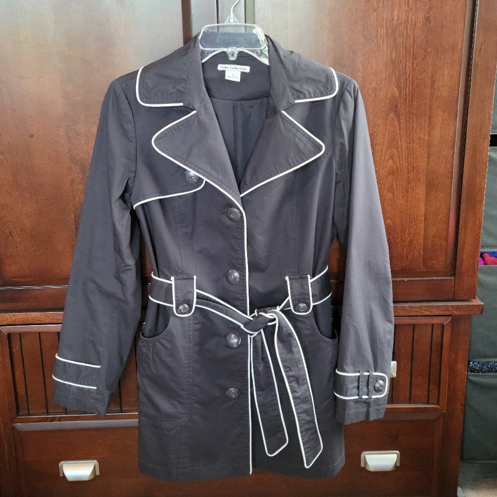 Trench Coat - Size 4 - Raincoat - Black - Dalia Collection